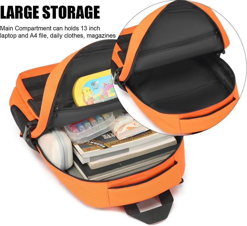 SunForMorning Kids Tactical Backpack Army Molle Bookbag Military Boys Backpack for School, Outdoor, Camping (Includes 2 Patches+1Carabiner), Orange - Image 4